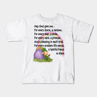 Leprechaun Rainbow Irish Prayer Kids T-Shirt